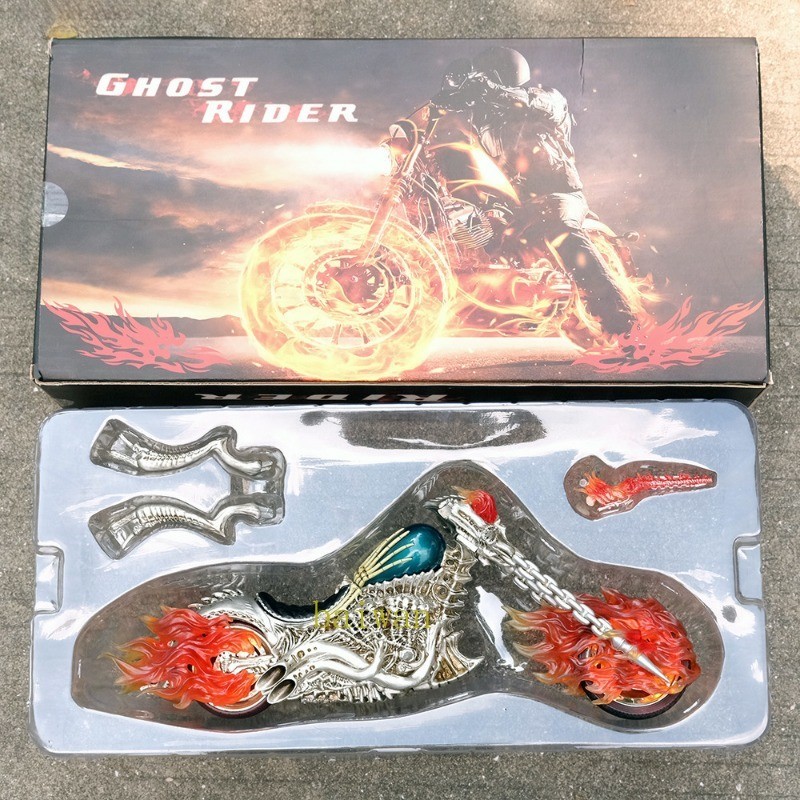 Ghost Rider Flame Motorcycle Chassis Desktop Model Ornament Boxed Figurines Gift