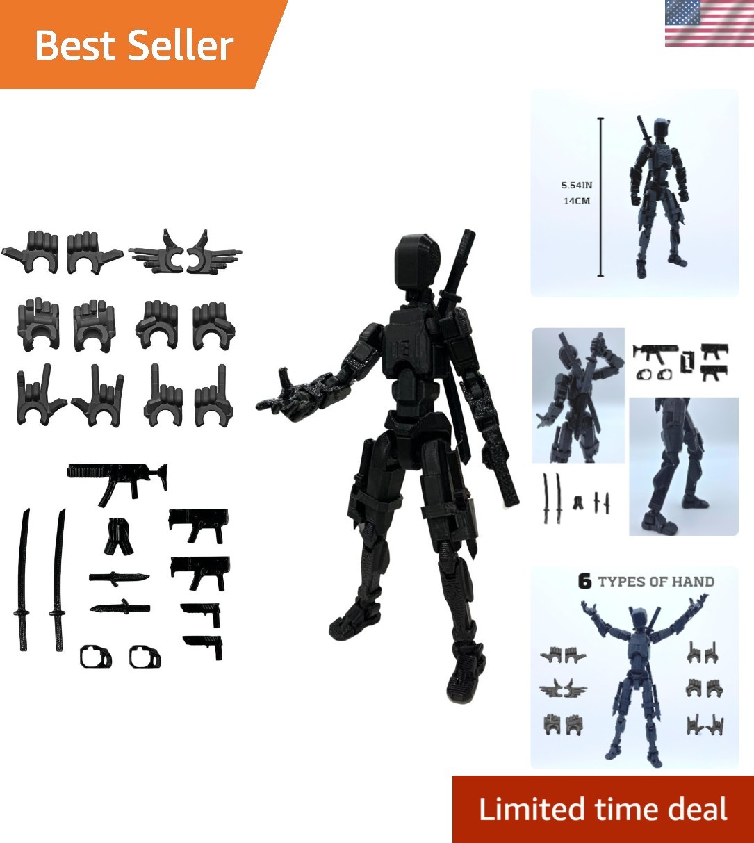 Elegant 5.54 » T13 Articulated Figure – Customizable with 12 Unique Accessories