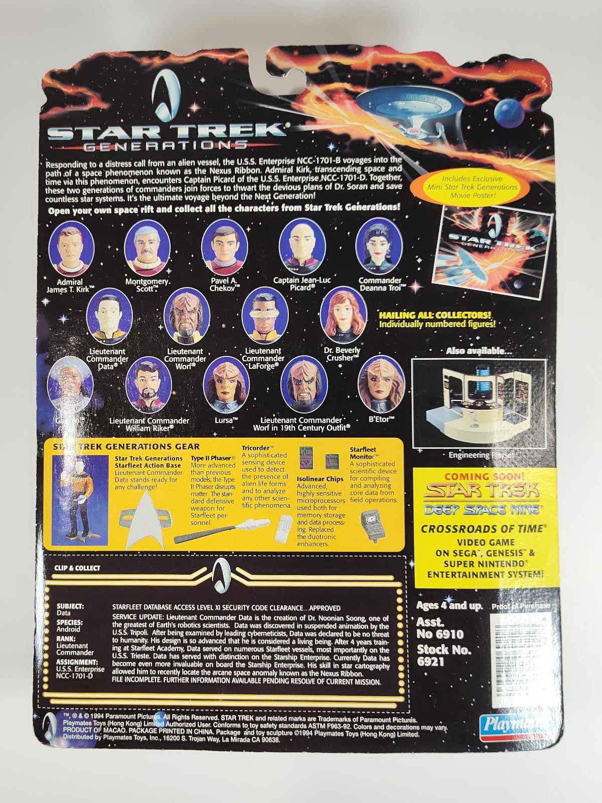 Star Trek Generations Lt. Commander Data Action Figure MOC Sealed Playmates 1994