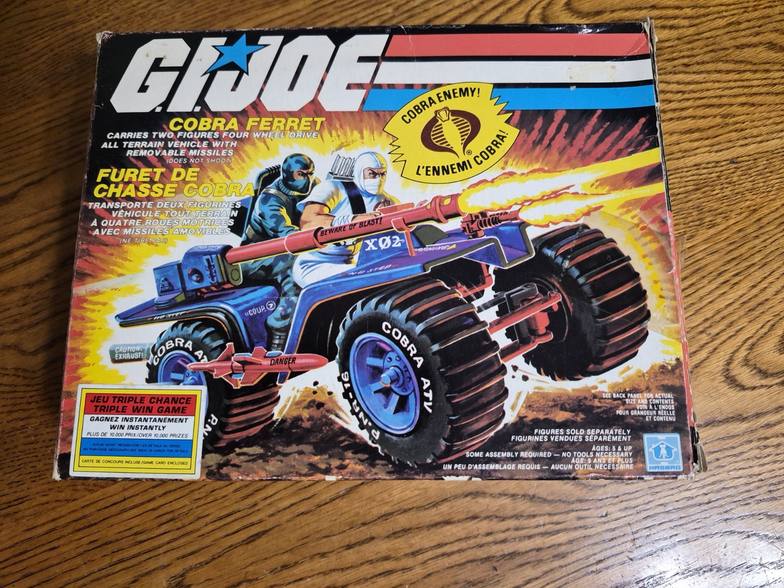 French/Canadian Hasbro GI Joe Cobra Ferret ATV Box Cut Flagpoints Triple Win