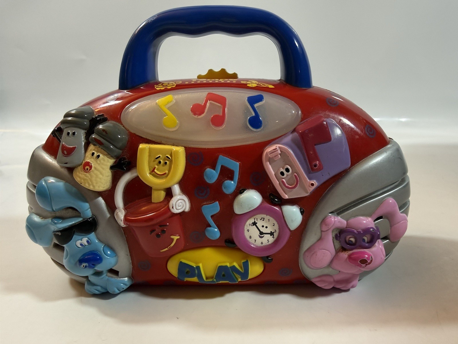 Vintage Blues Clues Light Up Musical Mini Boom Box Radio Toy Red 2000 Works!