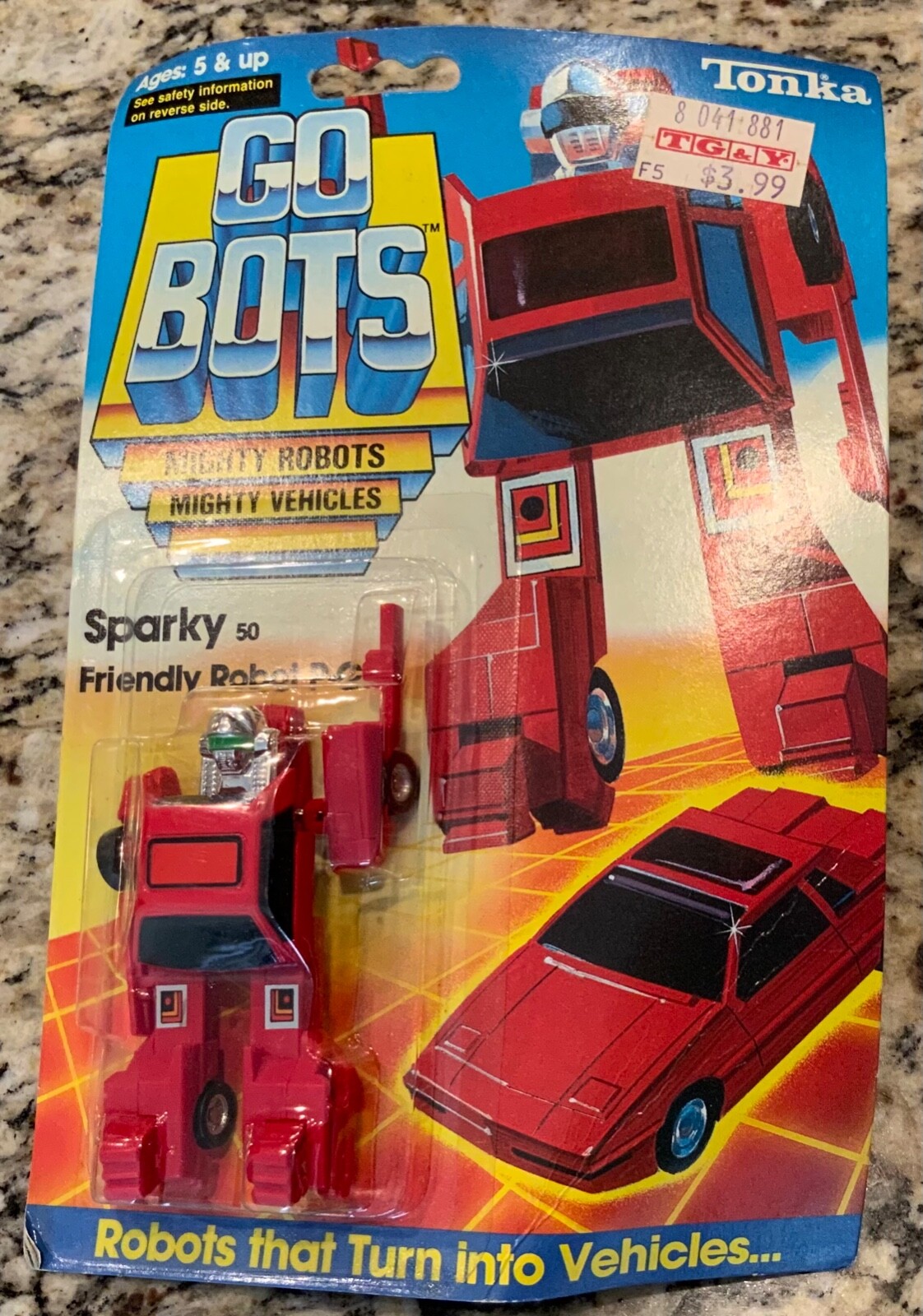 1985 Tonka Go Bots Sparky 50 Robot P-Car GoBots Red Car 1980’s New Sealed