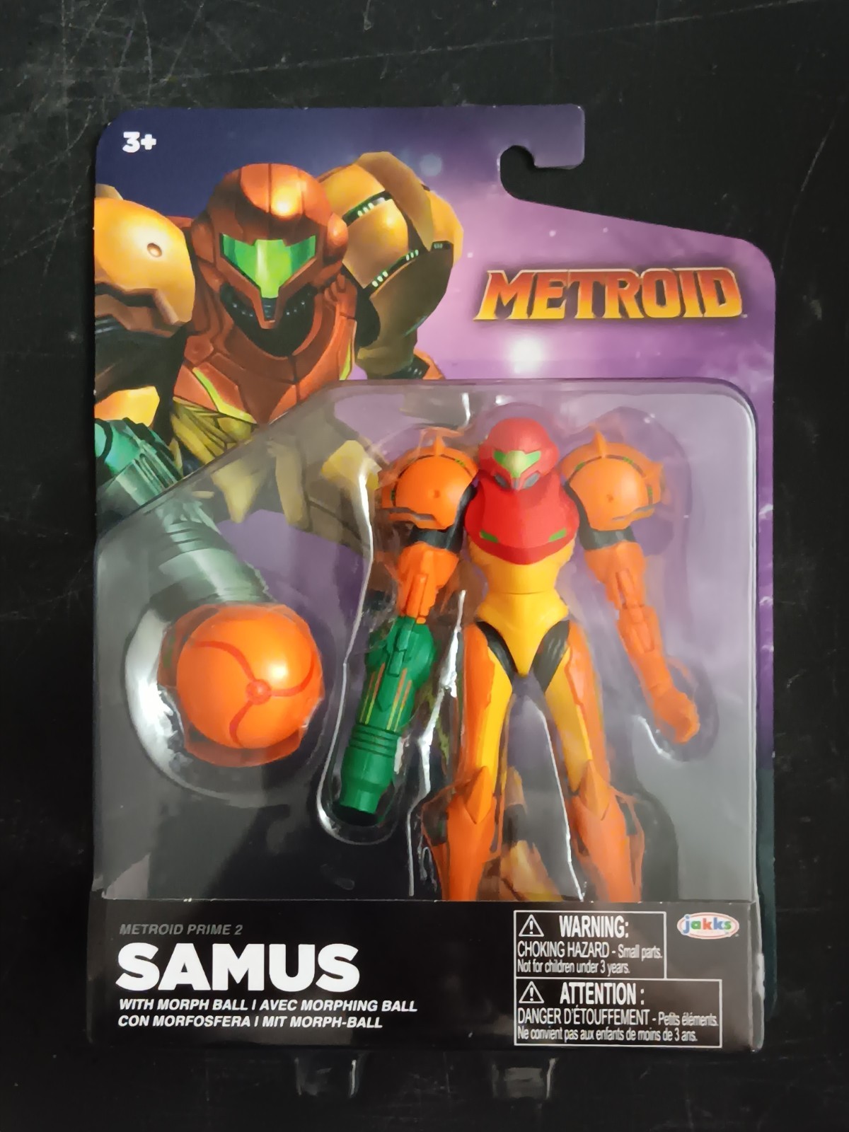 *FREE SHIP* 4&Prime; SAMUS + MORPH BALL Metroid Prime World of Nintendo Jakks Pacific