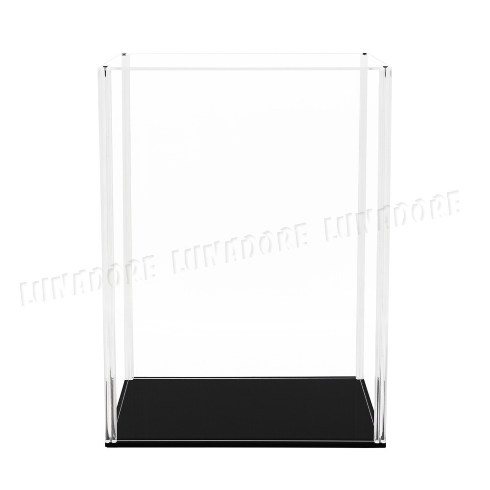 US Acrylic Display Case 16&Prime; H Self-Install Perspex Big Box Black Base Dustproof