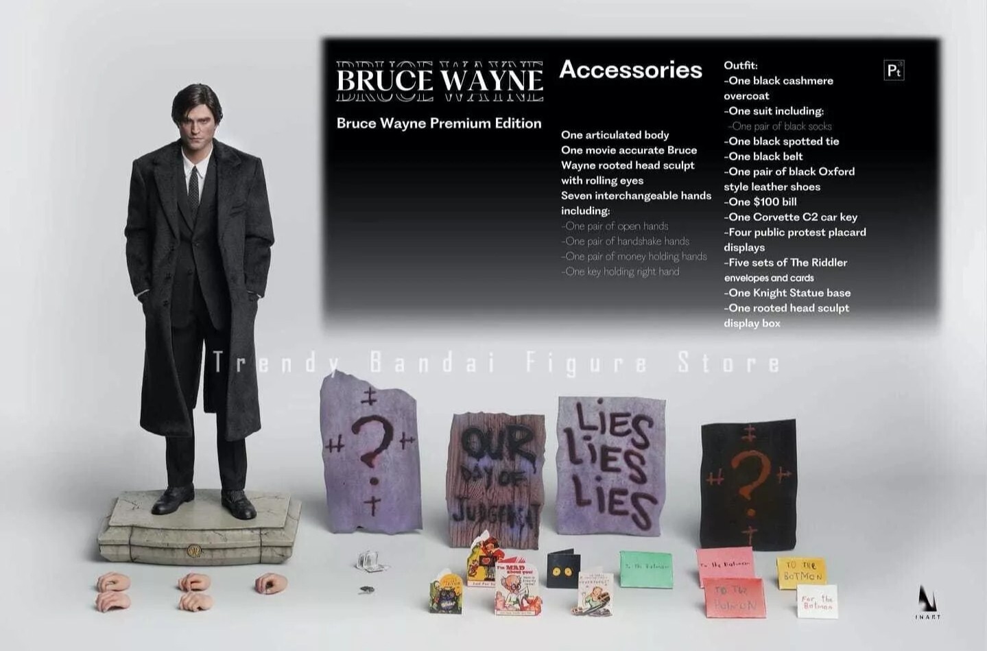 1/6 InArt The Batman Bruce Wayne Rooted Hair Action Figure Premium Ver