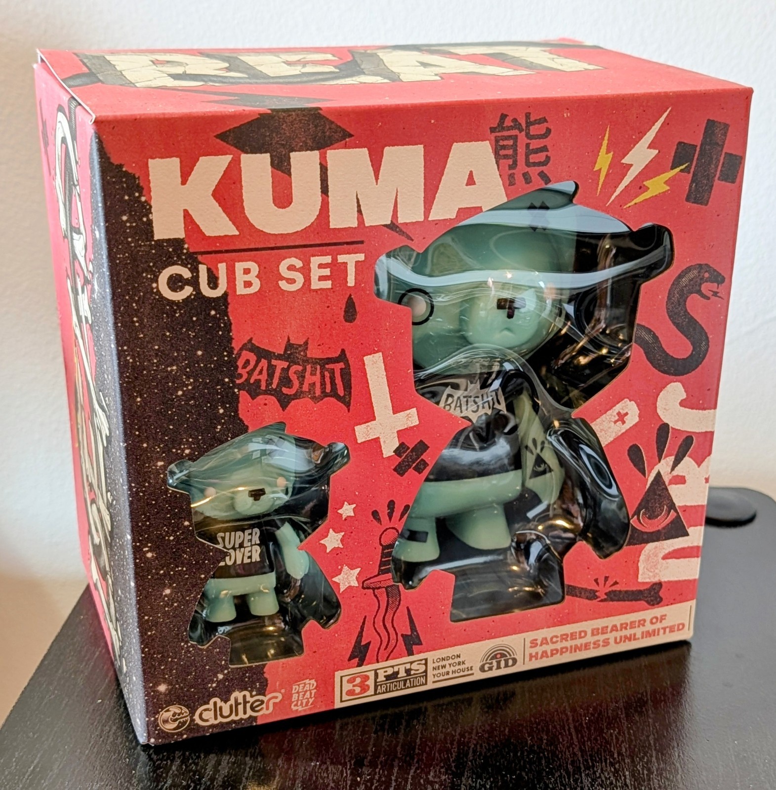Dead Beat City DBC x Clutter Kuma & Cub Zombeat Bear Set GID LE 100 Glow in Dark