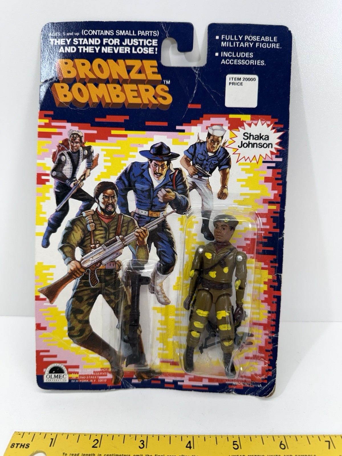 Rare Sealed Vintage 1988 Olmec Bronze Bombers Shaka Johnson Action Figure
