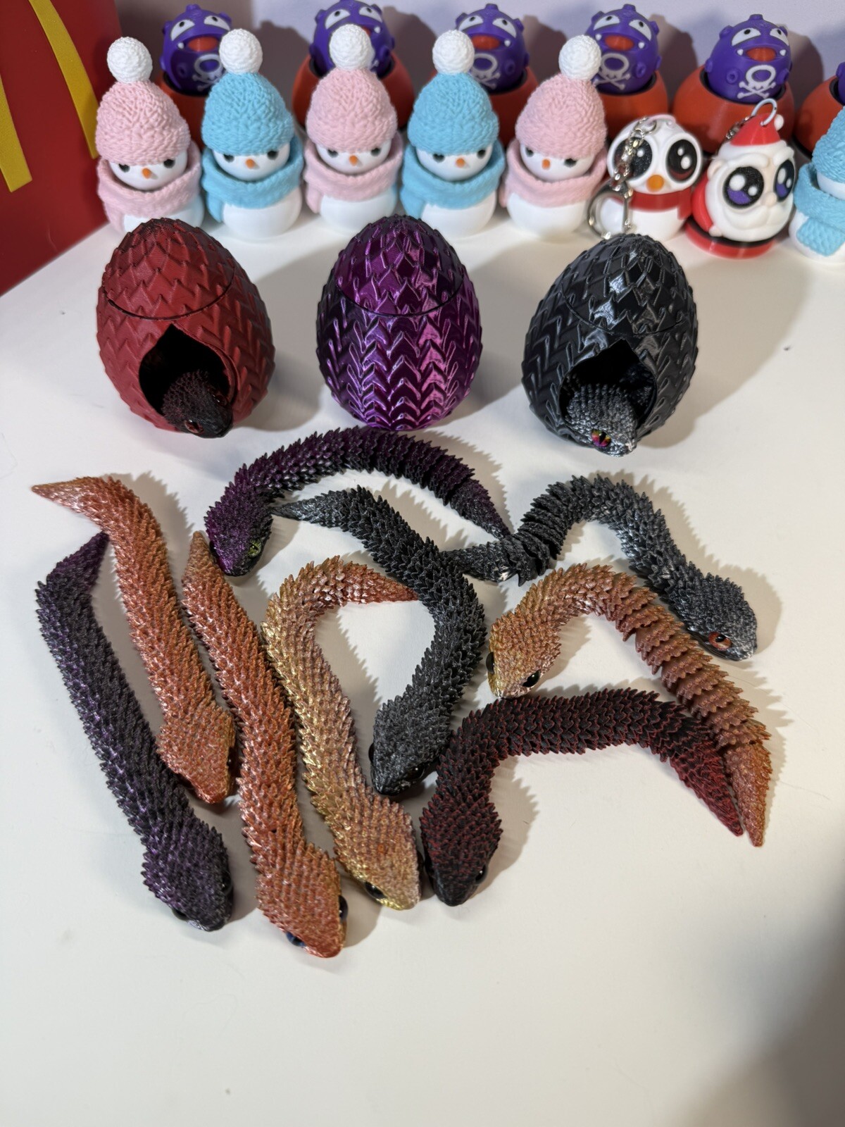 3D Printed 1 Pack Dragon Snake With Egg Articulated Fidget Toys