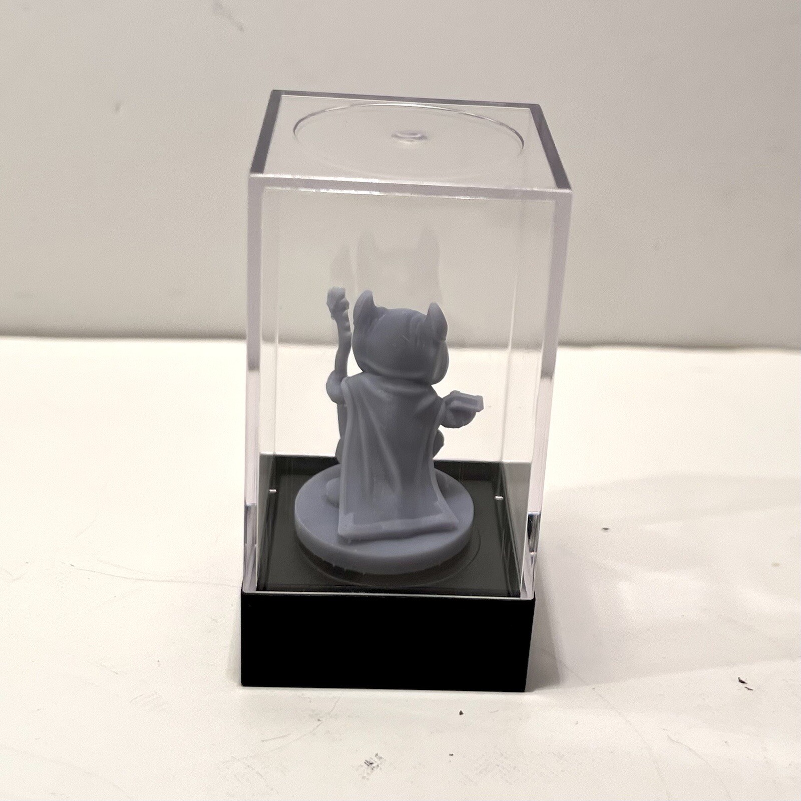 3D Printed Miniature Minis with Plastic Dome Fantasy Cosplay Warrior Gray Resin