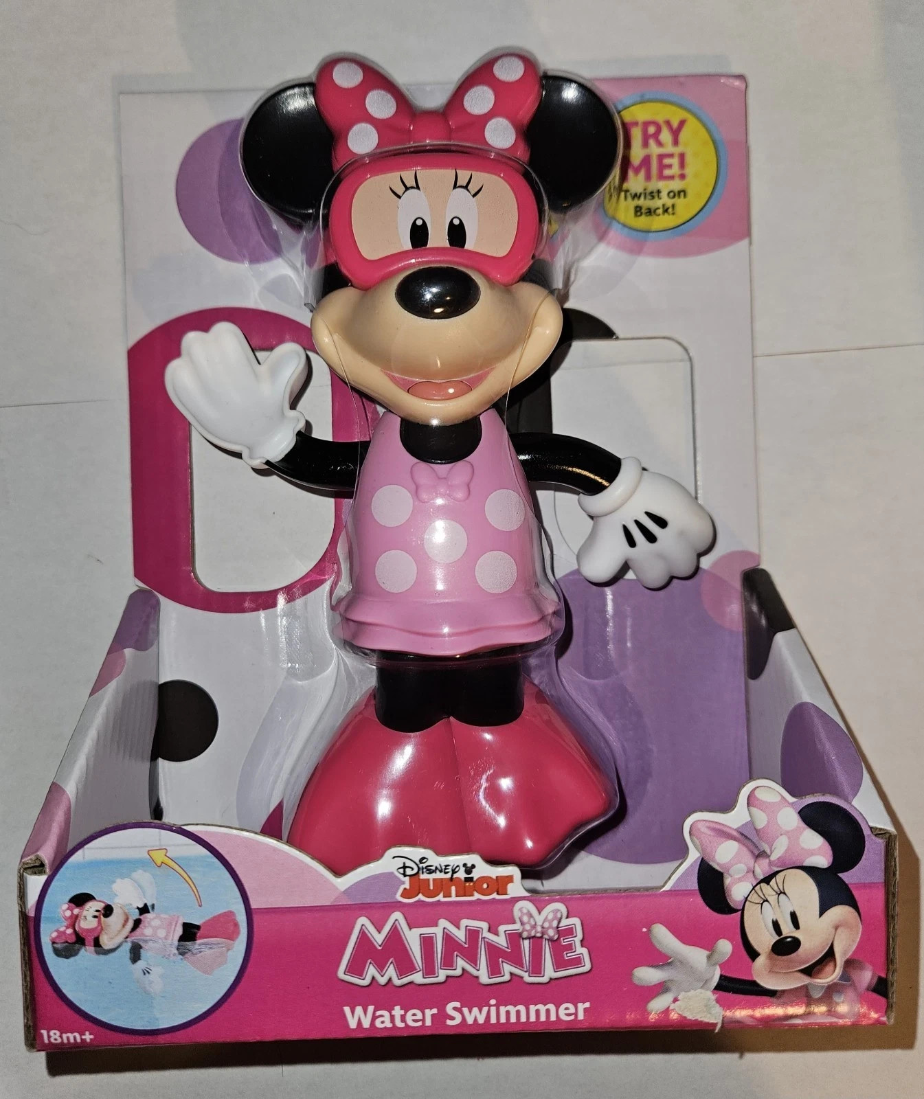 Minnie Mouse Water Swimmer Bath Toy Wind Up And Swim Disney Junior NEW