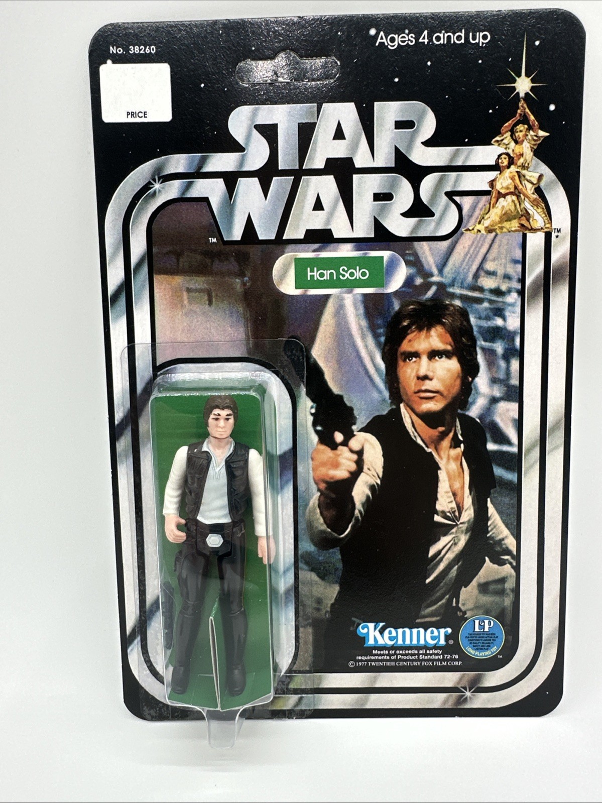 Vintage Star Wars Original Han Solo Action Figure on Custom 12 Back ANH