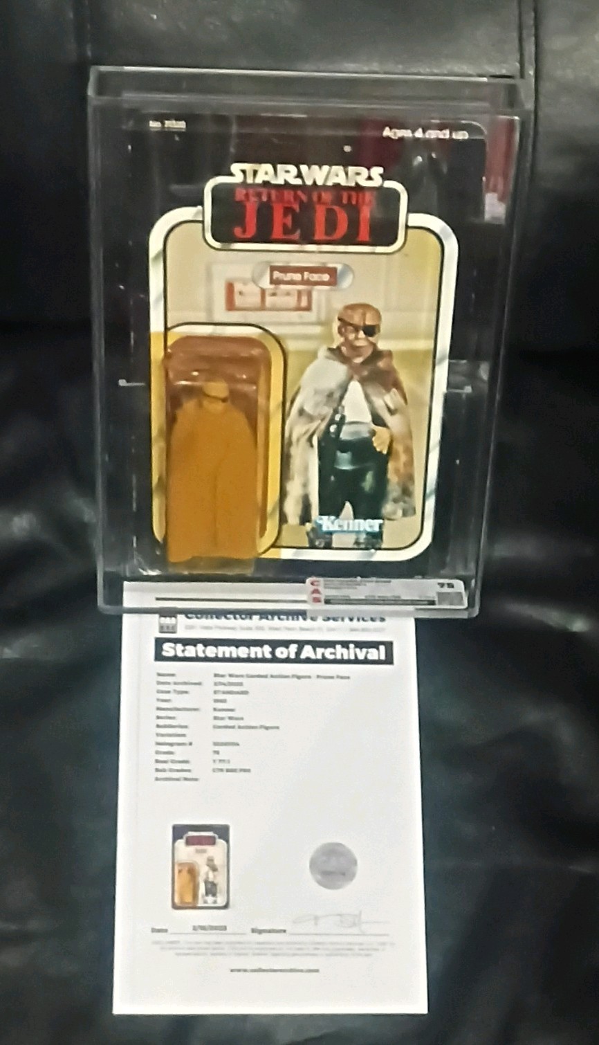STAR WARS ROTJ PRUNE FACE 77 BACK CAS GRADED 75 w/ Certificate! MOC! EX Cond!