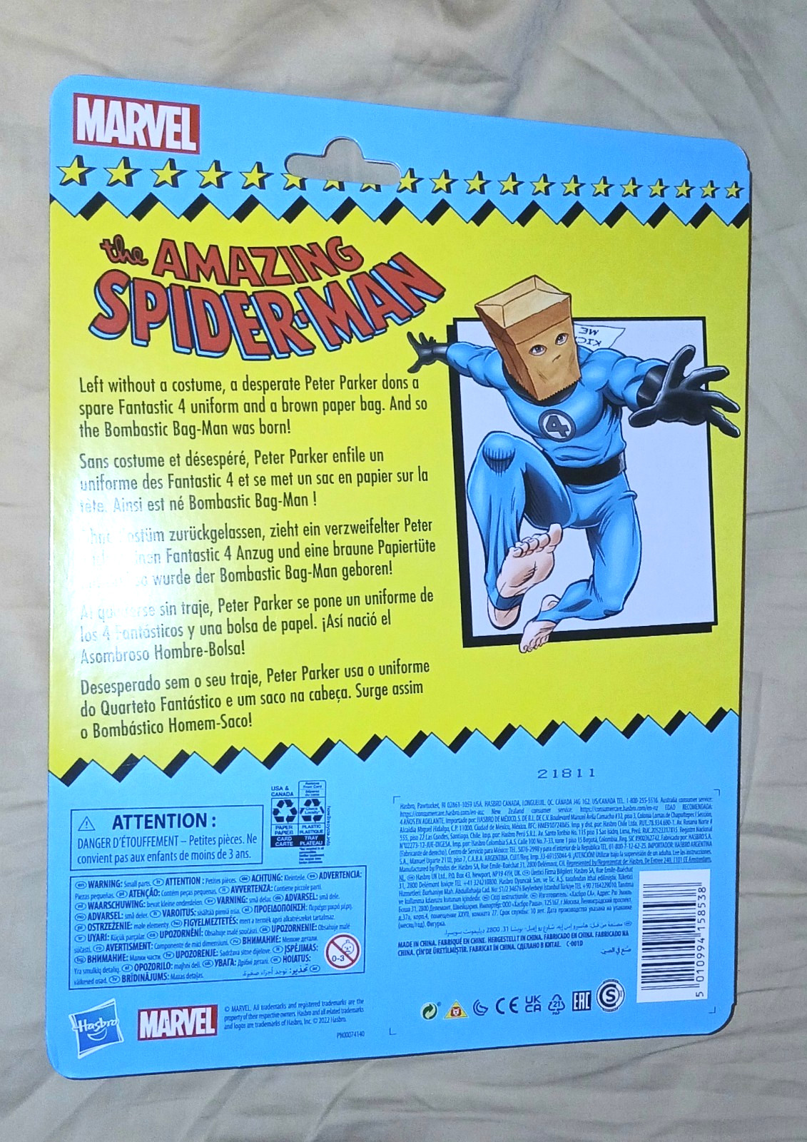 MARVEL LEGENDS RETRO BOMBASTIC BAG-MAN SPIDER-MAN 6&Prime; FIGURE HASBRO SEALED 2023