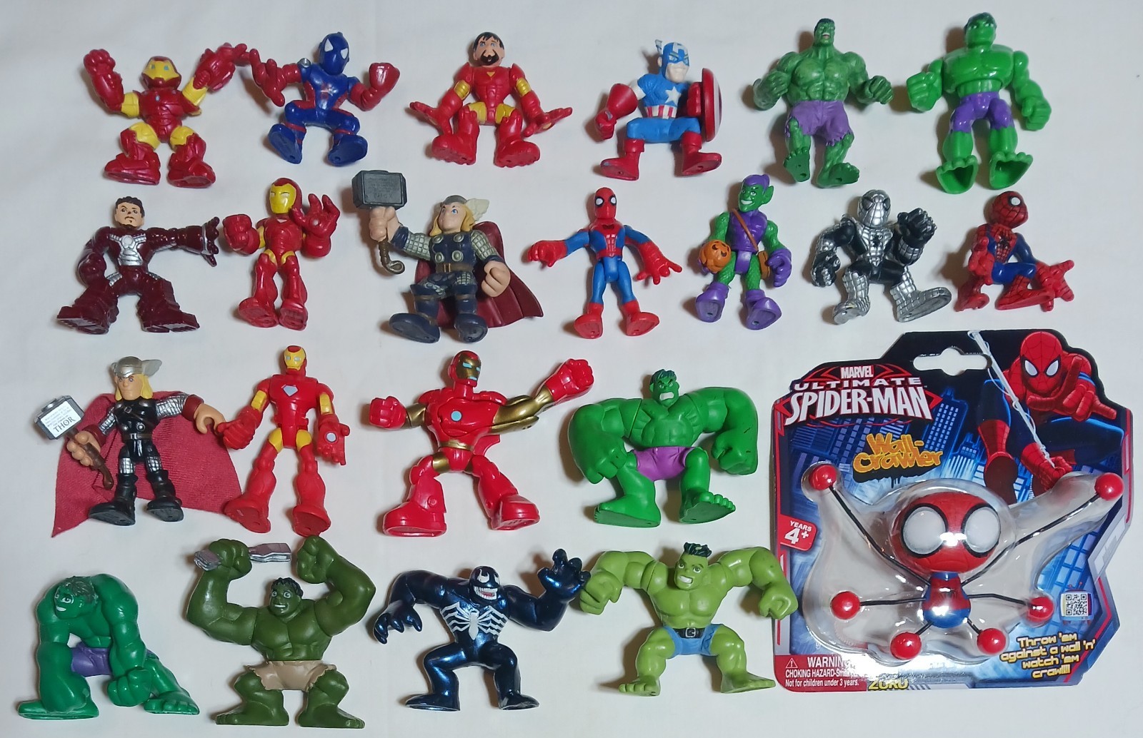 22 Marvel HERO SQUAD Playskool 2&Prime; Figure Lot THOR Iron Man HULK Spider Man