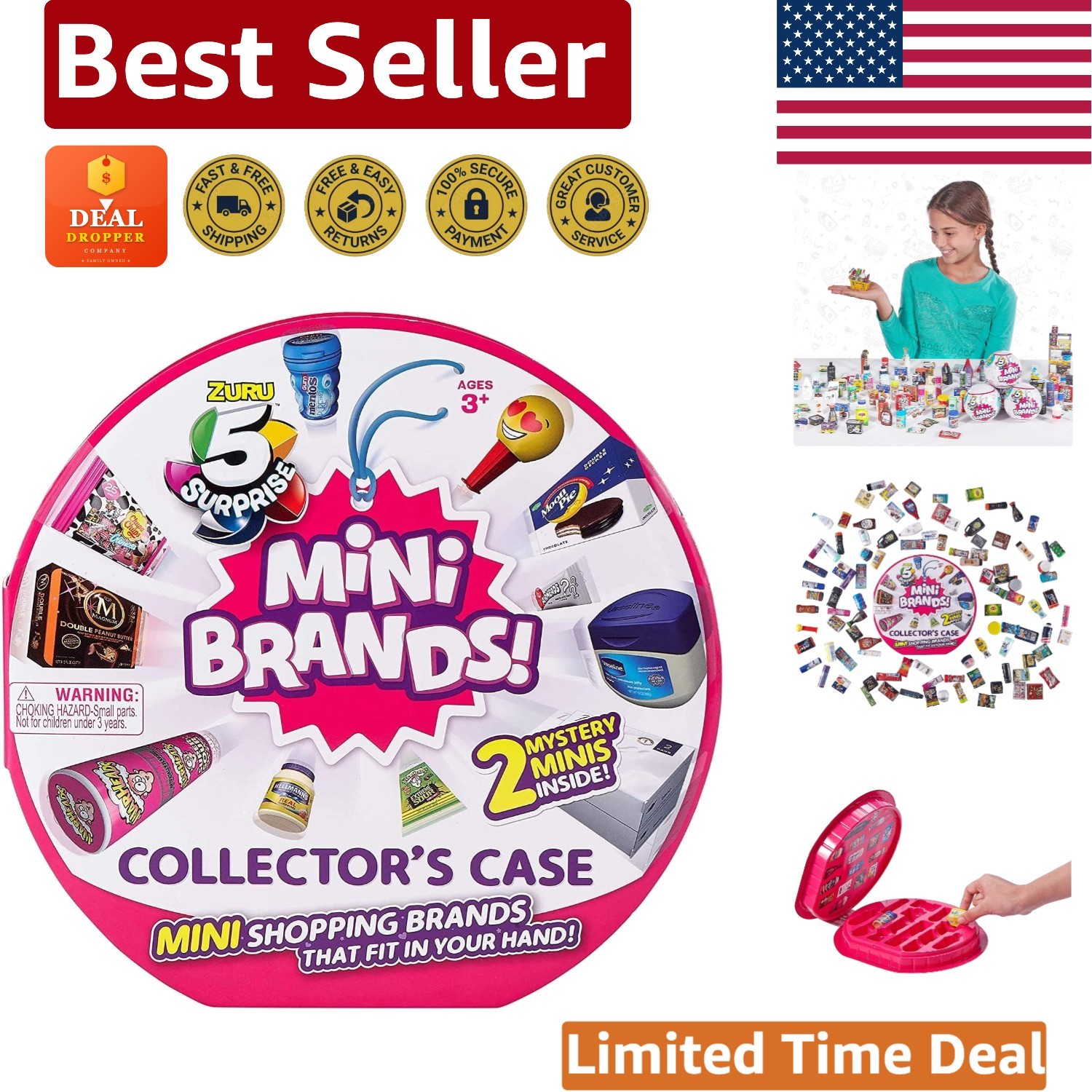 Mini Brands Collector&rsquo;s Case Red – Holds 30 Minis + 2 Mystery Toys Included