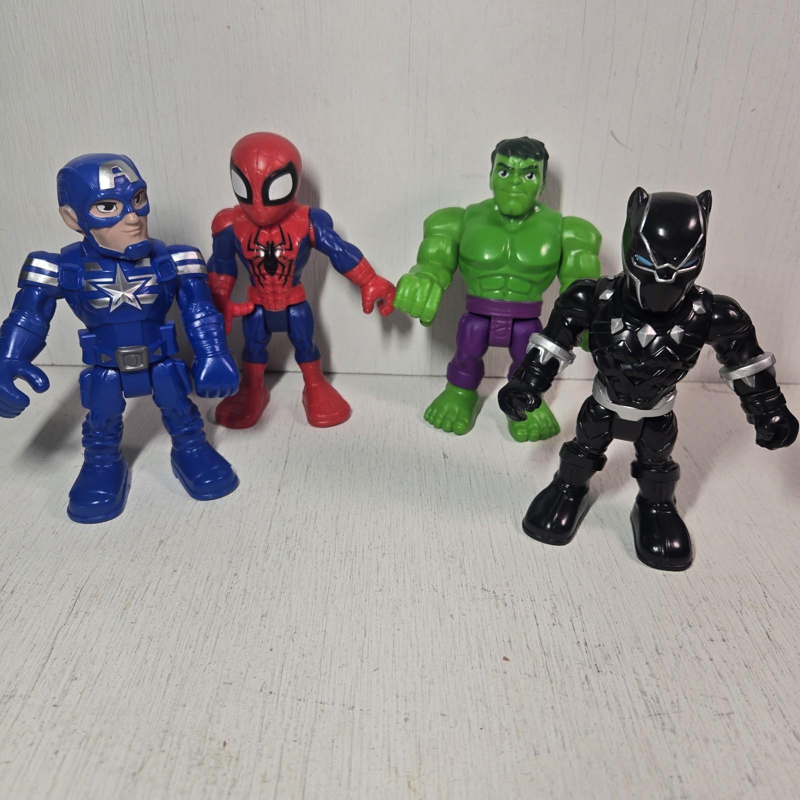 Playskool Marvel Super Hero Adventures Hulk, Spiderman, Black Panther, Captain A