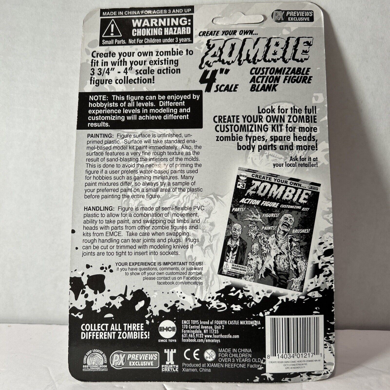 Create Your Own Zombie Customizable Action Figure Blank New In Package EMCE TOYS