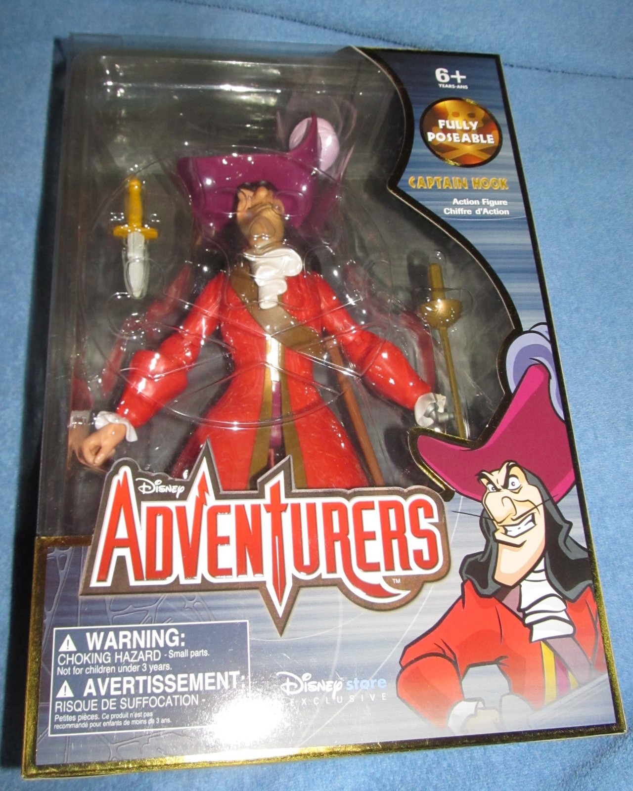 Disney Store Adventurers Fully Poseable Captain Hook 12&Prime; Action Figure 1999 /HTF