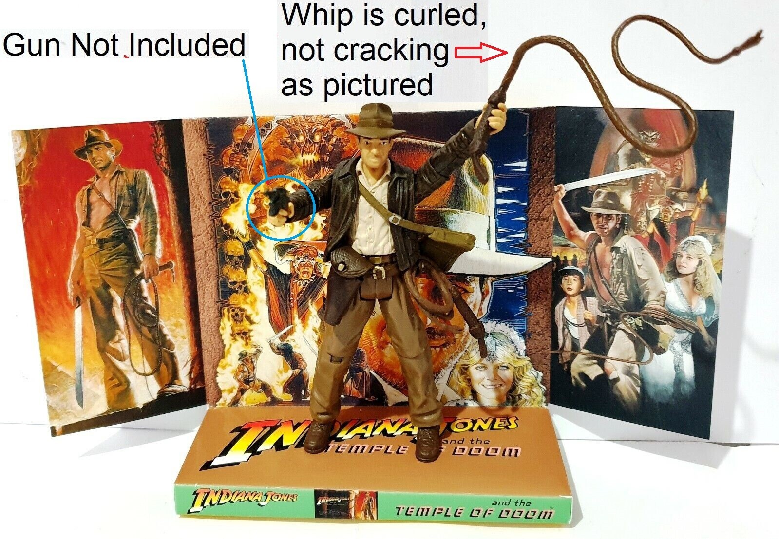INDIANA JONES Action Figure on TEMPLE OF DOOM Custom Design Display Stand