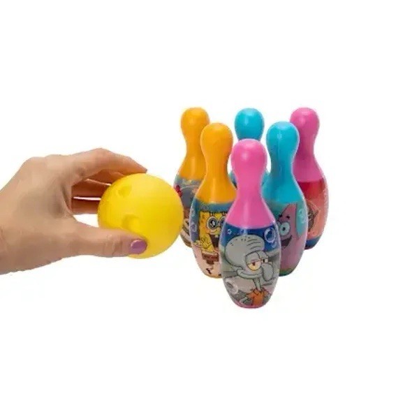 Spongebob Bowling Set Toy Gift Set For Kids Indoor Outdoor Fun 6 Pins 1 Ball