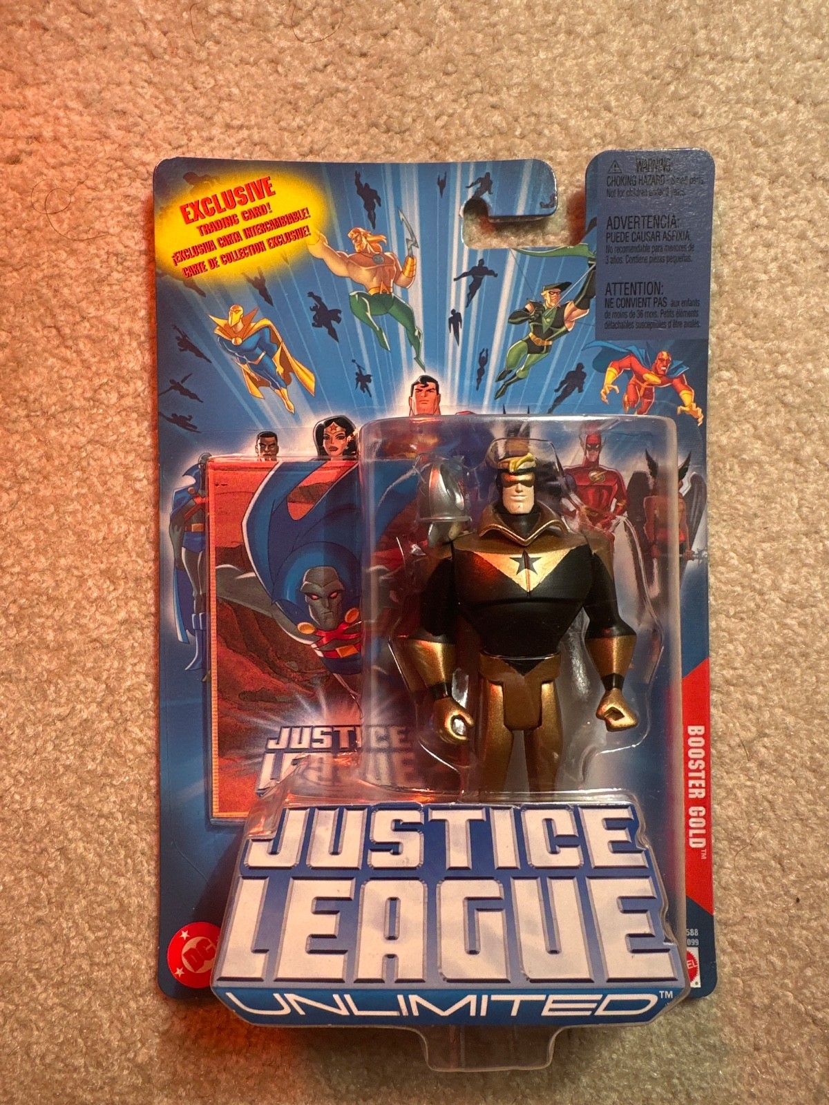 2005 MATTEL JUSTICE LEAGUE UNLIMITED BOOSTER GOLD 4&Prime; ACTION FIGURE NEW ON CARD
