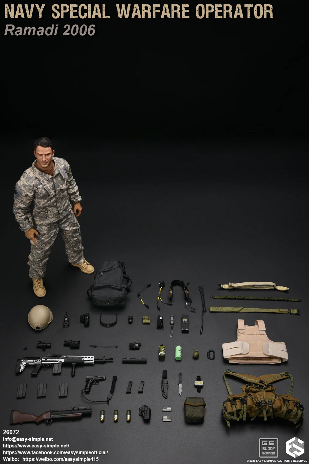 1:6 scale Easy & Simple NSW Operator Combat Knife for 12&Prime; Figures