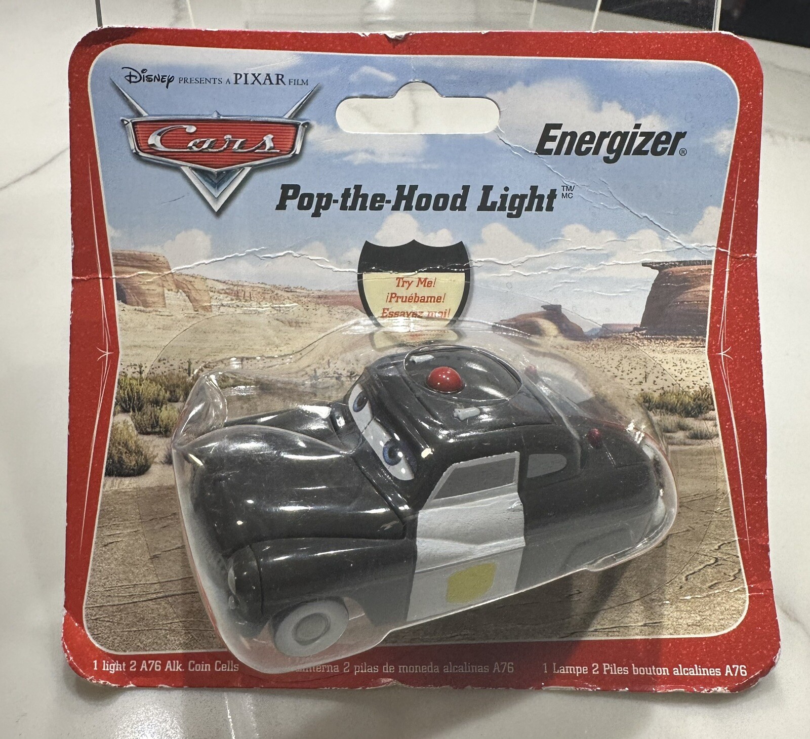 Pixar Cars ENERGIZER Pop-The-Hood Light SHERIFF – 2006 Original Series