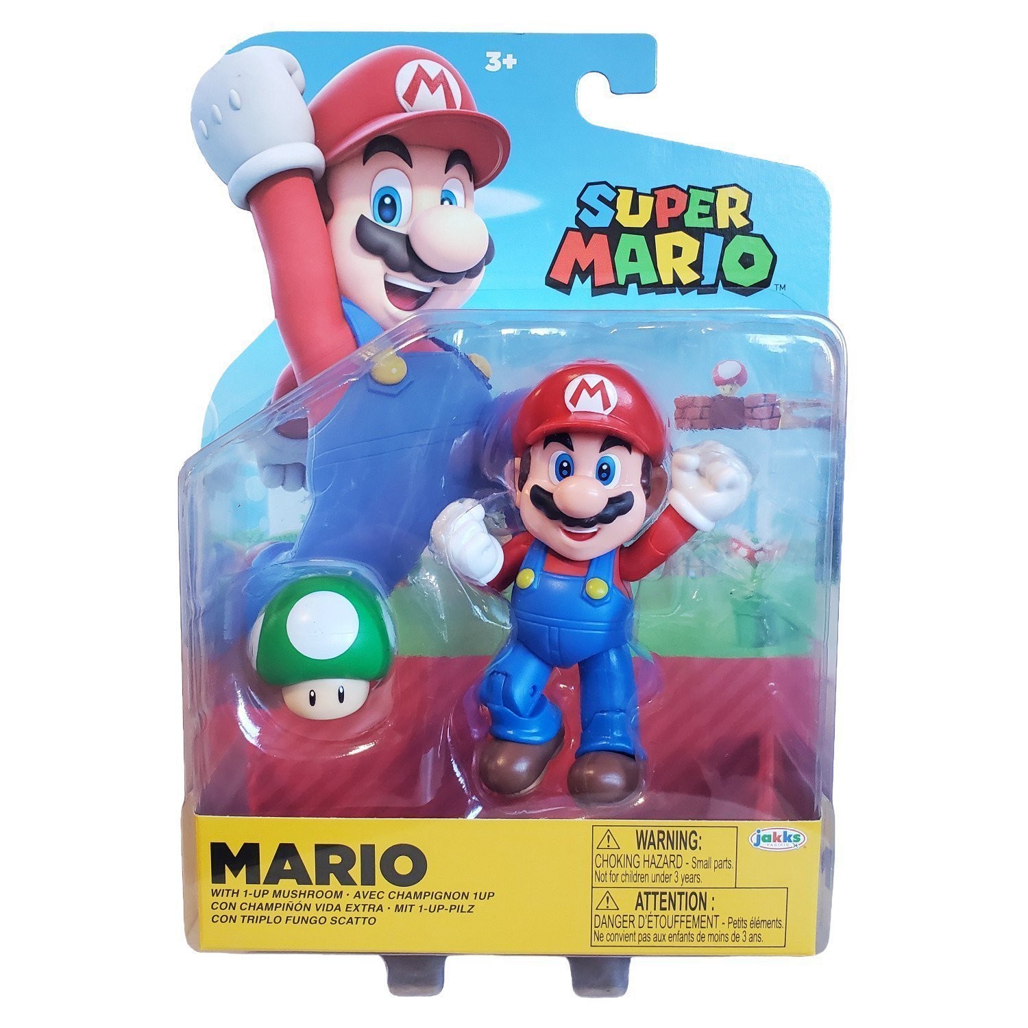 Super Mario 4 Inch Mario Action Figure with 1-Up Mushroom, 11 Points of…
