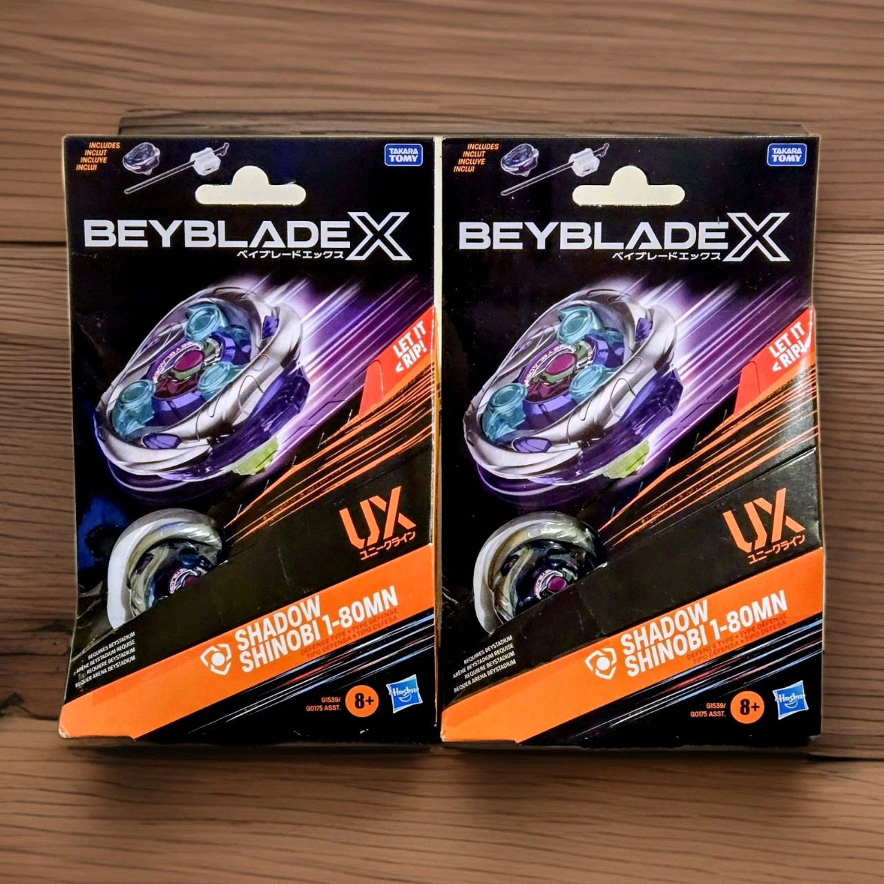 Hasbro -Takara Tomy – BeyBlade X -Set of 2 Shadow Shinobi 1-80MN (Defense Types)