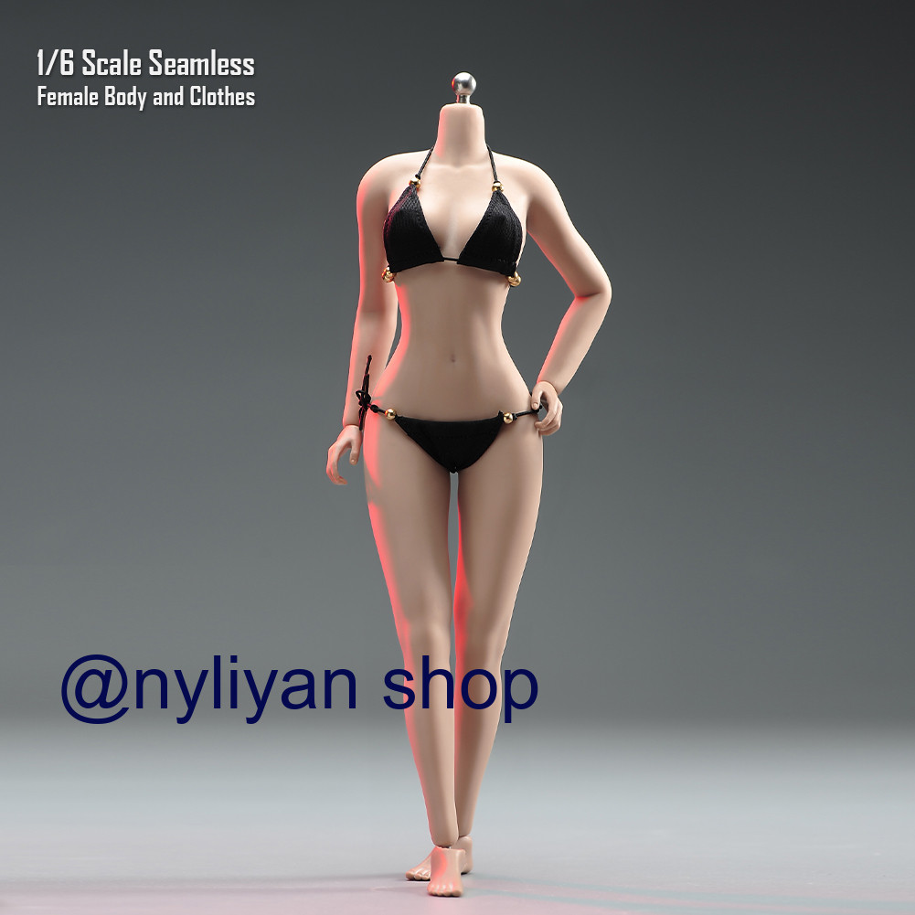 1/6 Female Suntan Skin Large Bust Breast seamless Body+Black Bikini F 12 »Figure