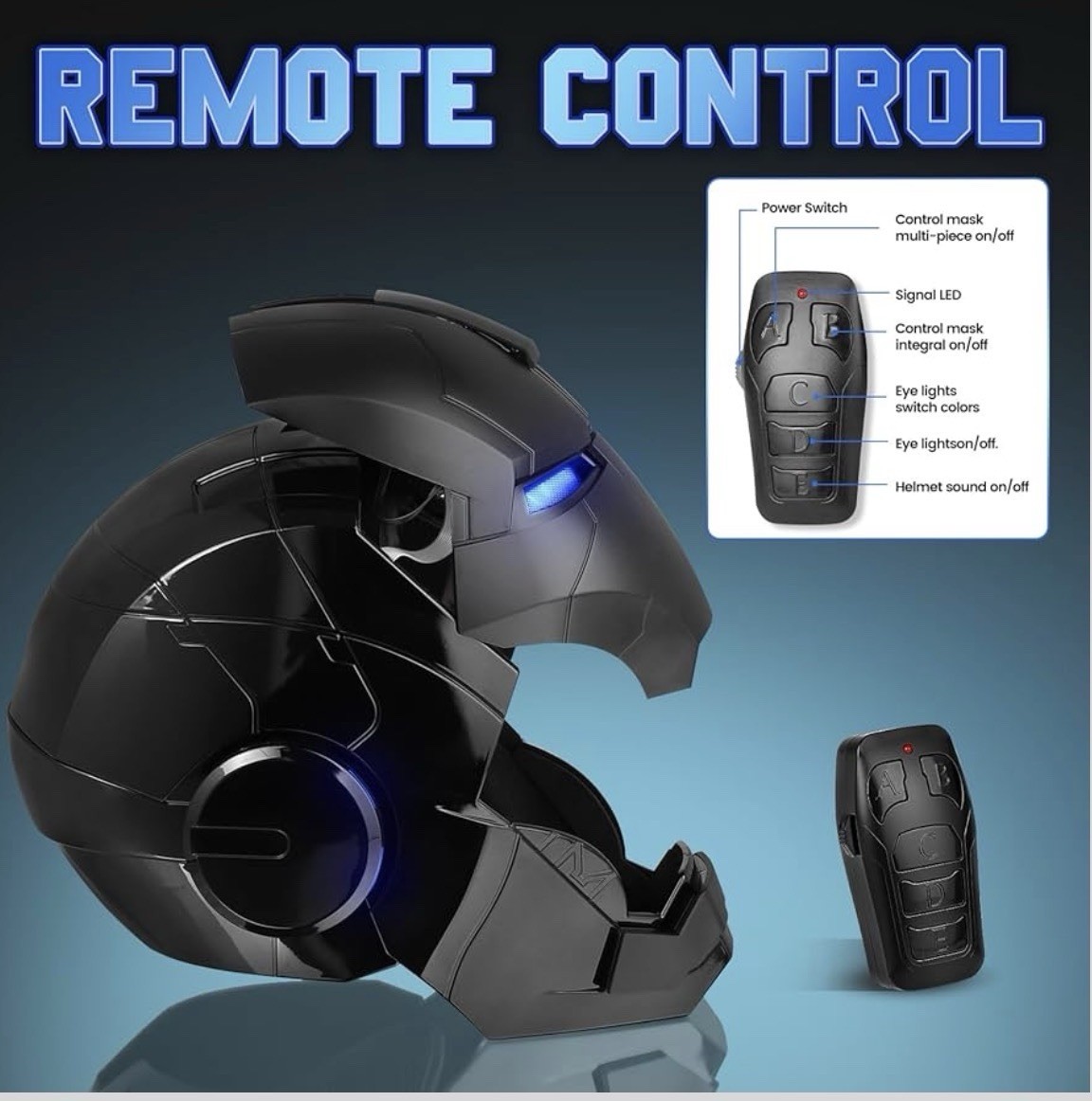 YONTYEQ Iron Man MK5 Helmet 1:1 Voice-controlled Wearable Prop Black Cosplay US