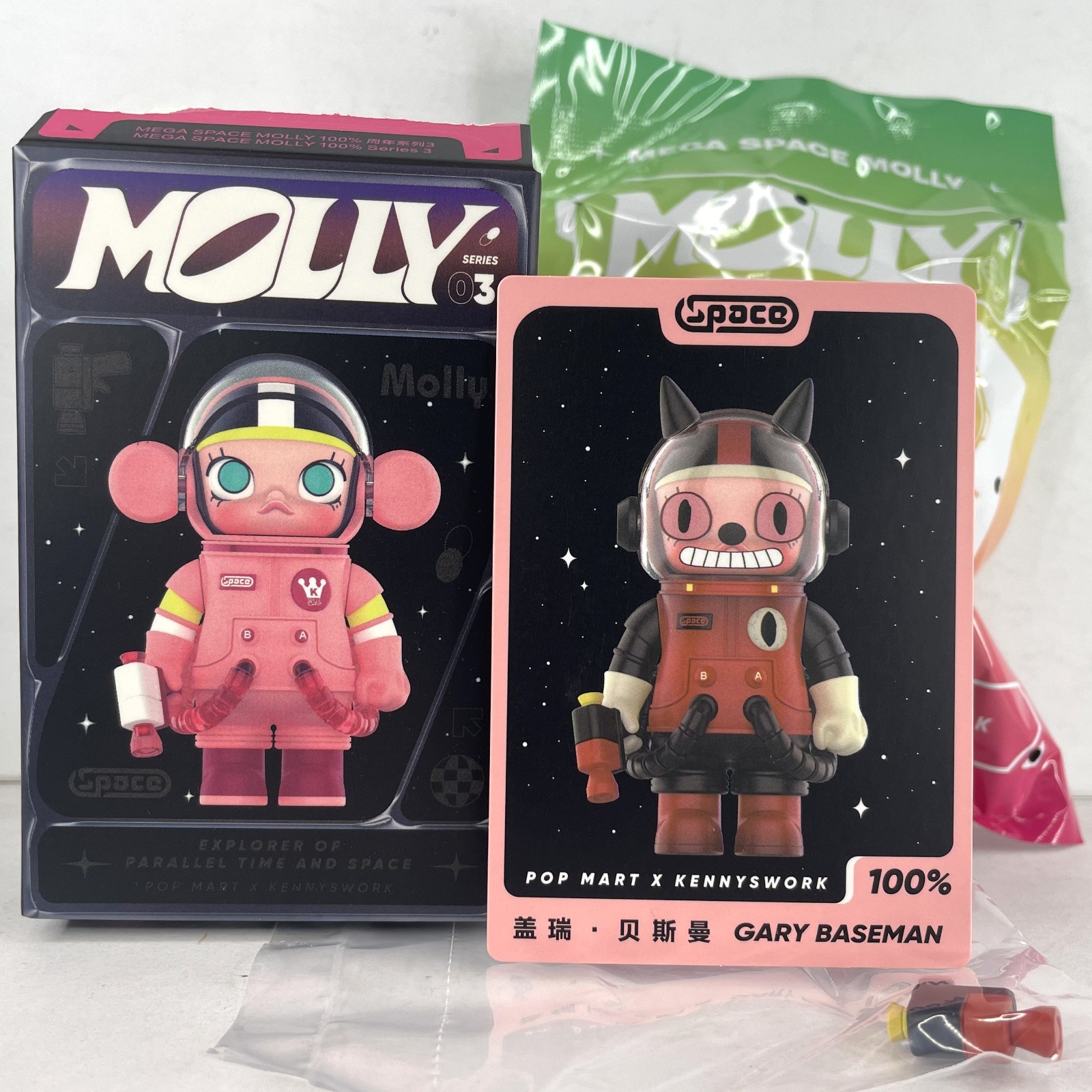 POP MART 100% Mega Space Molly Series 3 Confirmed Figure Toy Doll – Gray Baseman