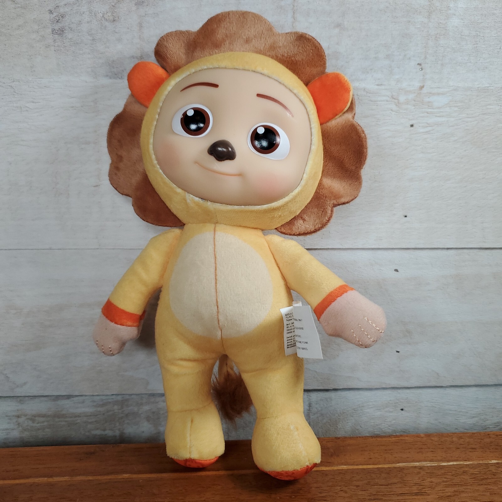 Cocomelon JJ LION Cat 8&Prime; Yellow Plush Doll Soft Toy w/ Plastic Face