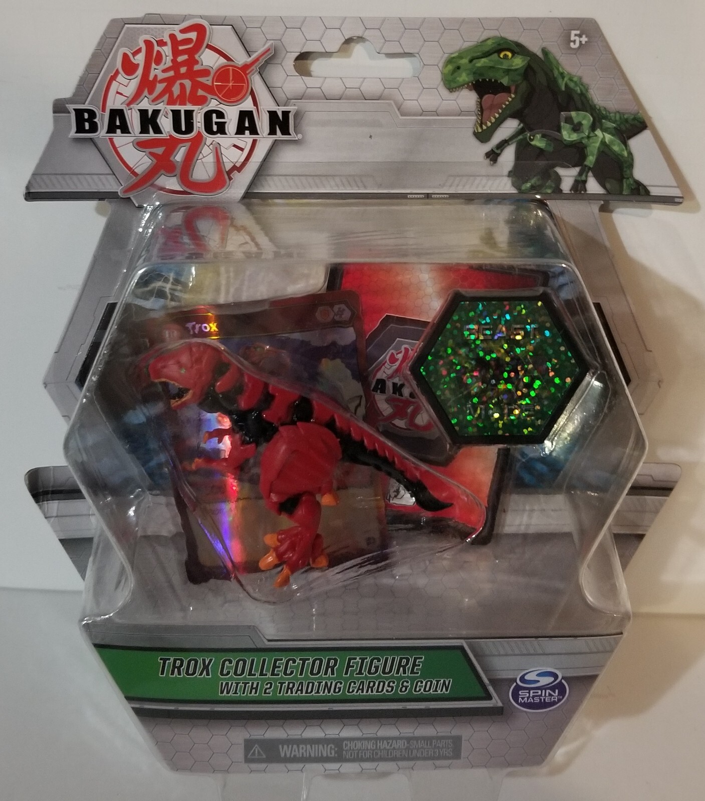 Bakugan Collector Figure Trox (red) with 2 Trading Cards & Coin NIB NEW