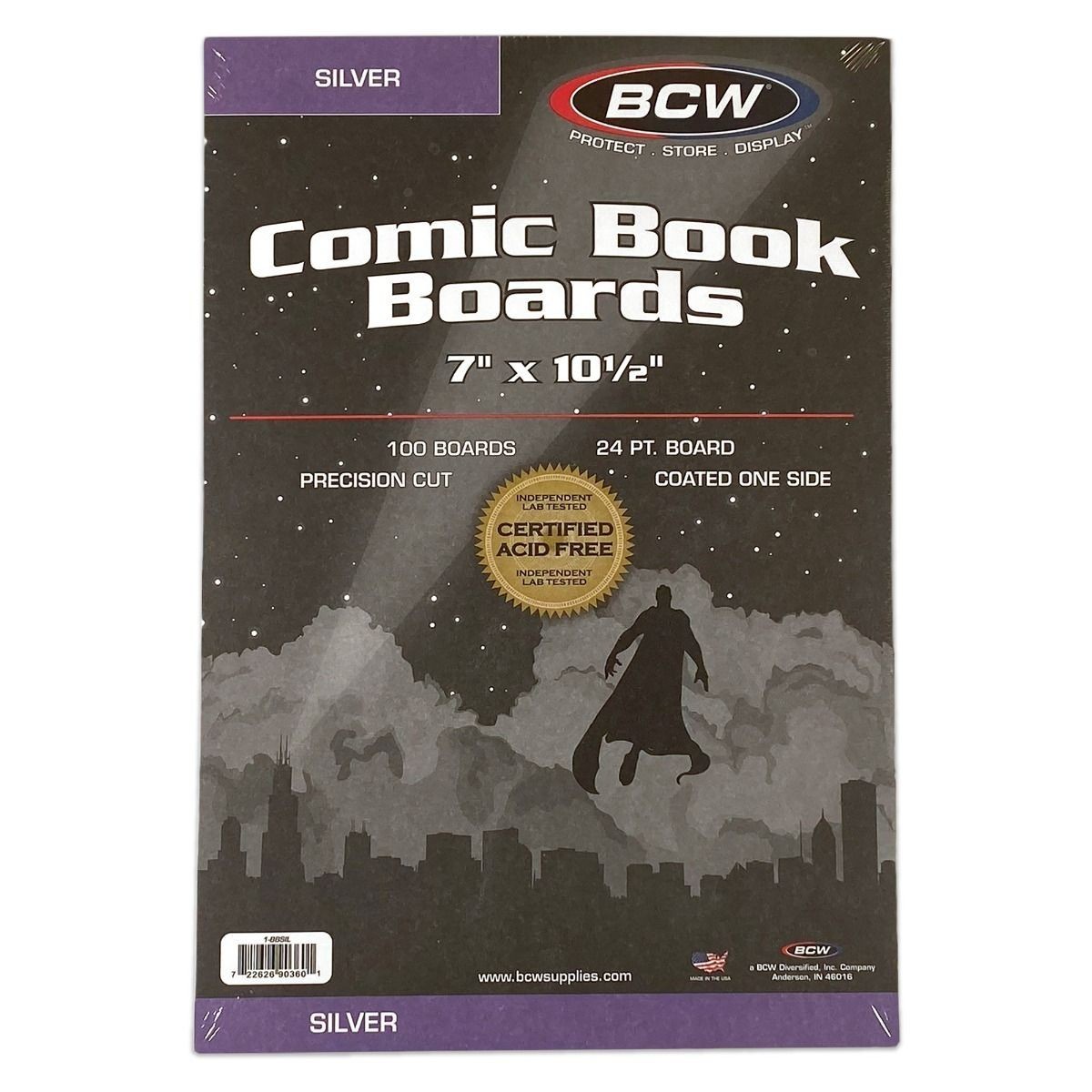 100 Pack – BCW Silver Age Comic Book Backer Boards Acid Free 24PT 7&Prime; X 10 1/2&Prime;