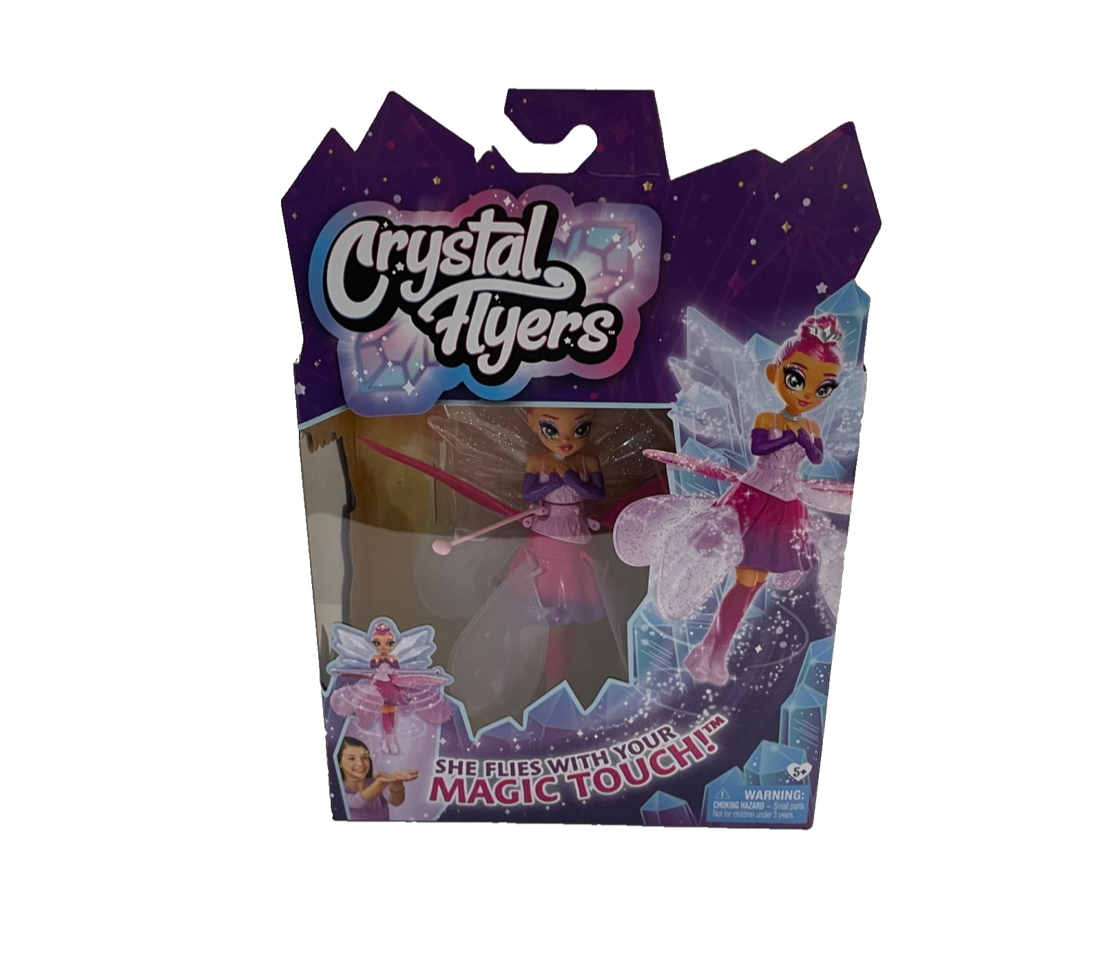 Crystal Flyers Interactive Flying Doll Magic Touch Figure Pink & Purple Sealed
