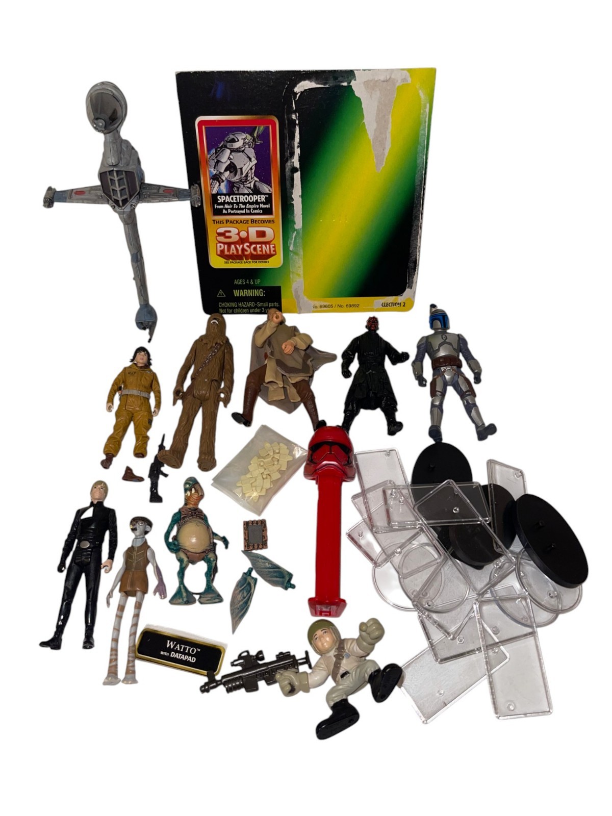 1990&rsquo;s/2000&rsquo;s STAR WARS Mixed Lot of FIGURES/ACCESSORIES/STANDS/SHIP/ETC – LOOK