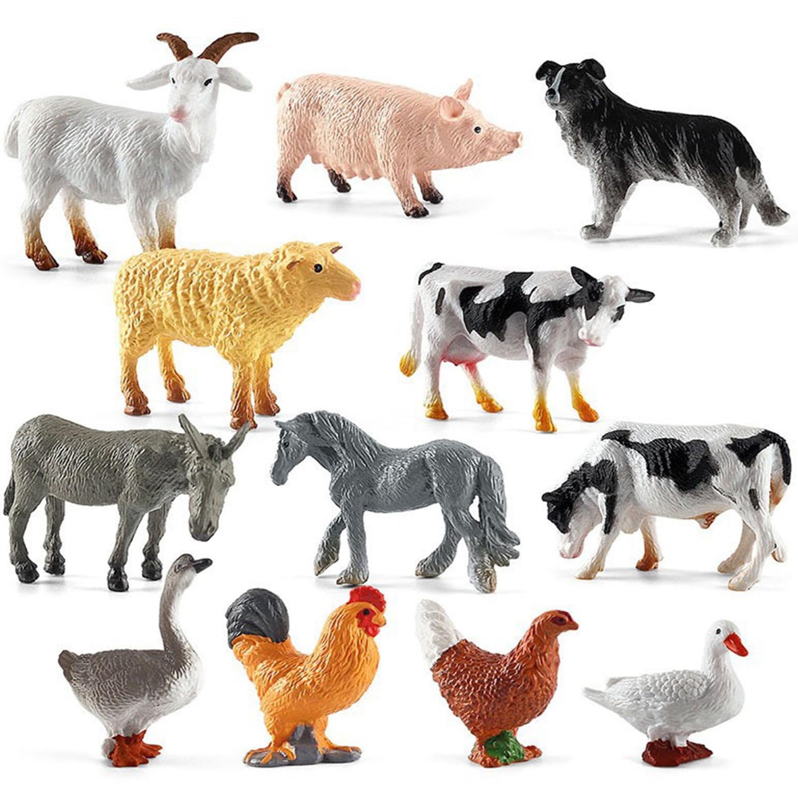 12 PCS Animals Figures,Mini Farm Animal Figurines,Plastic Farm Animal Figures…