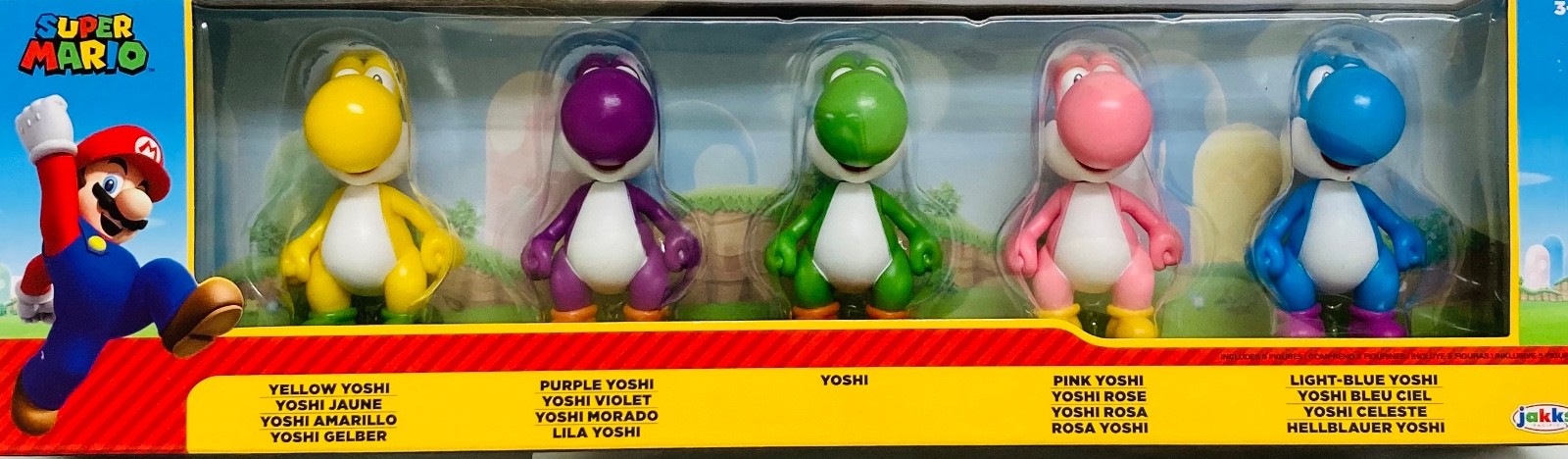 NIB Nintendo Super Mario Yoshi Figures Green, Blue, Yellow, Pink 2 1/2&Prime; Toy Set