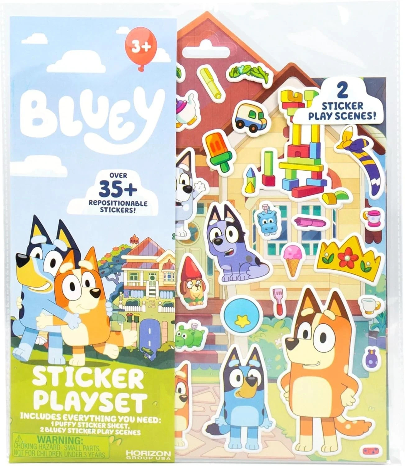 Bluey Sticker Adventure Set: Dual Play Scenes and 35+ Repositionable Stickers