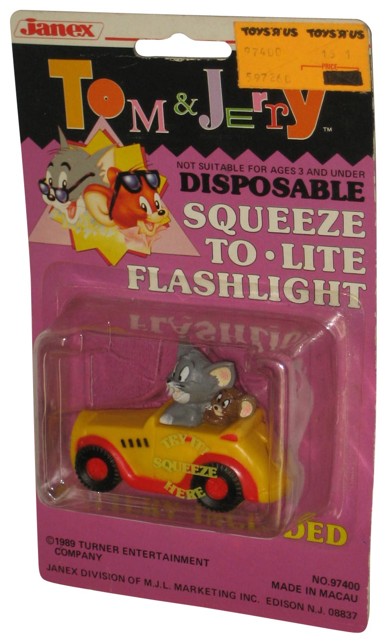Tom & Jerry The Movie Janex (1989) Disposable Squeeze To Lite Flashlight Toy