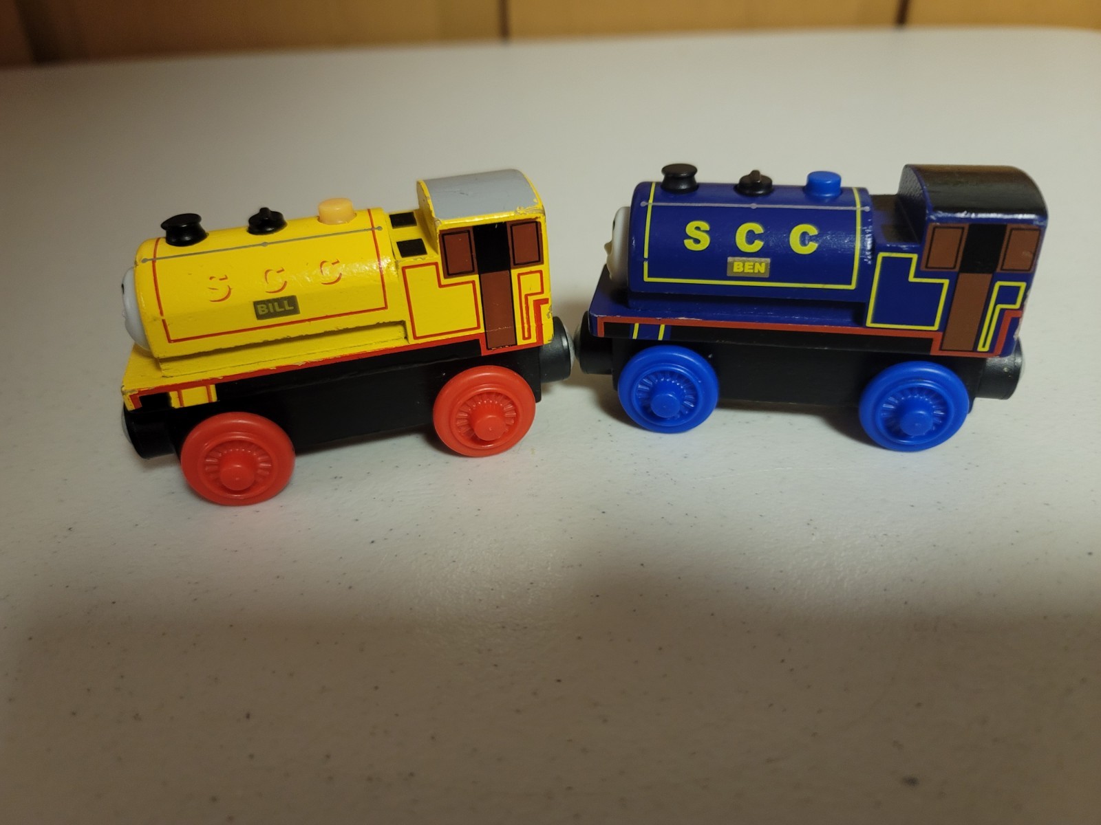 Thomas Wooden Railway Bill & Ben Twin Trains Fisher Price Very Good Condition