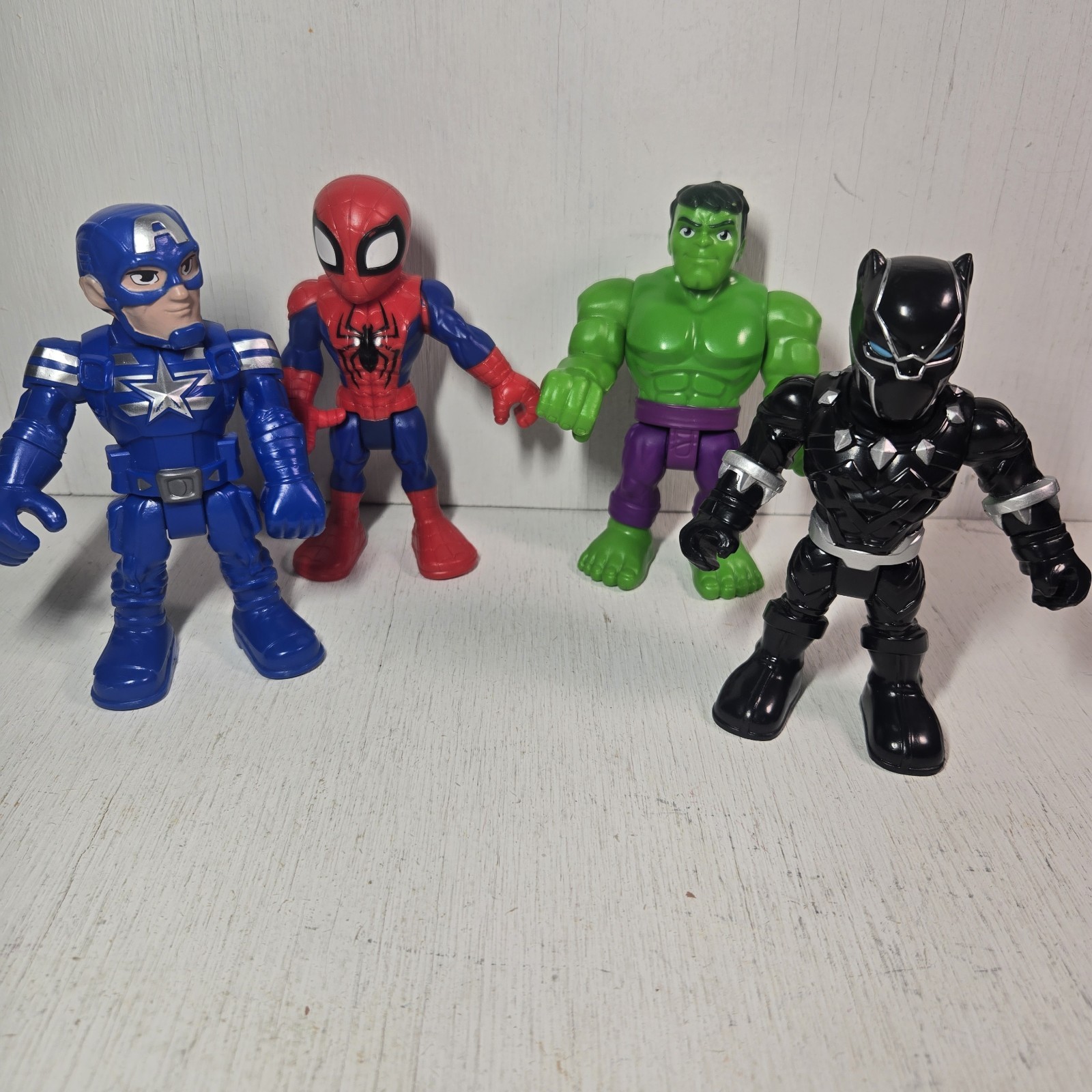 Playskool Marvel Super Hero Adventures Hulk, Spiderman, Black Panther, Captain A