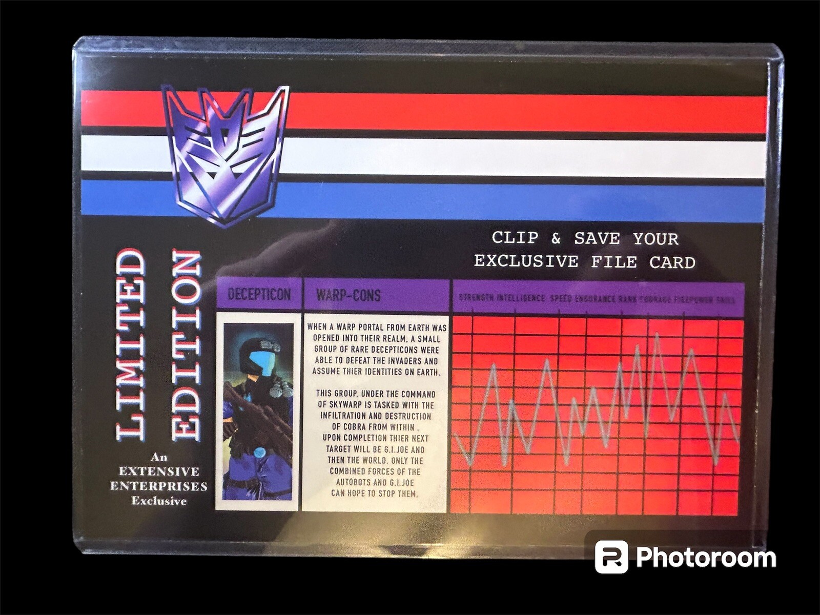 Transformers Viper Cobra Decepticon Purple Black Major Custom GI Joe w/Filecard