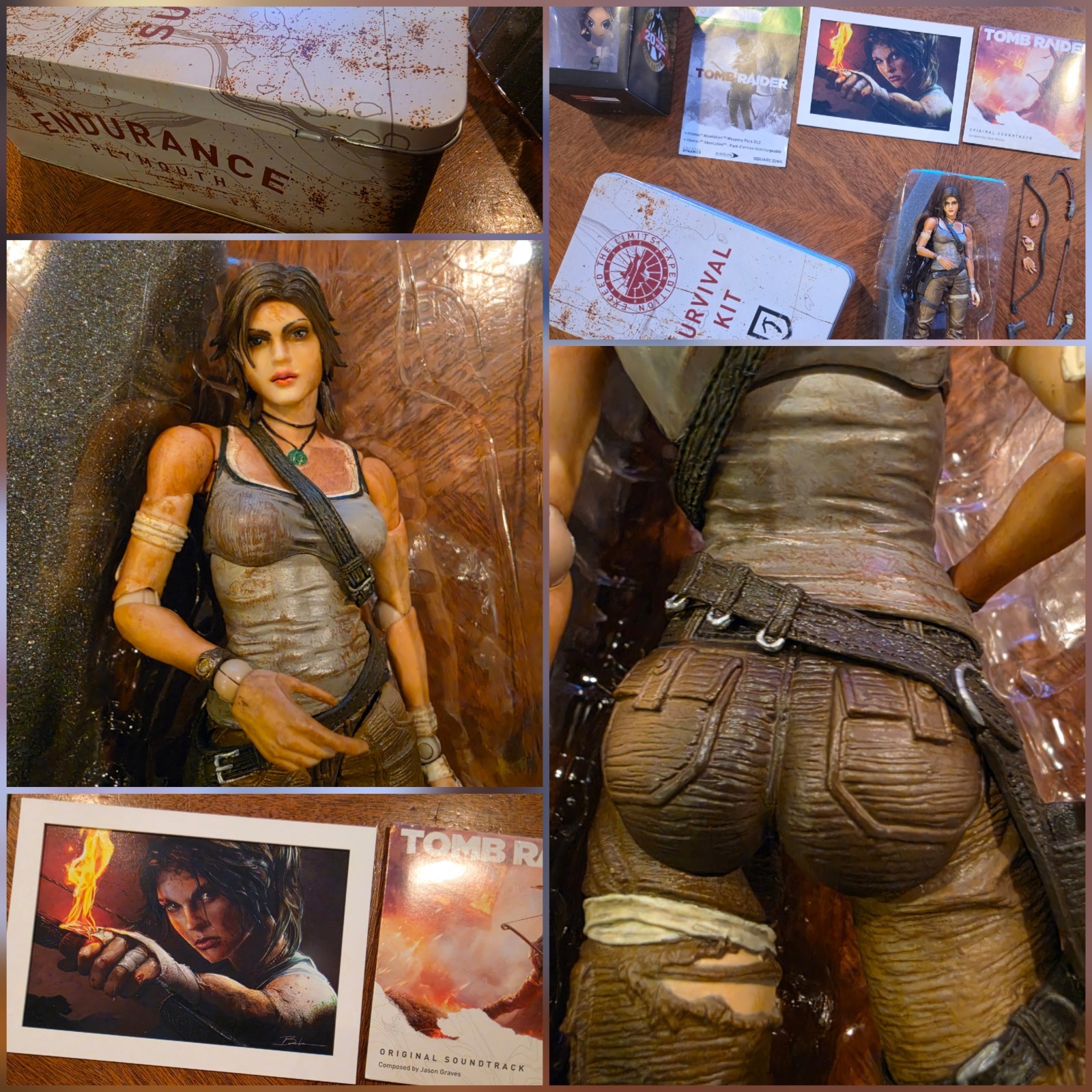 Tomb Raider Survival Tin Set + Unused Lara Croft Figure & Unopened 20Yr Loot Fig