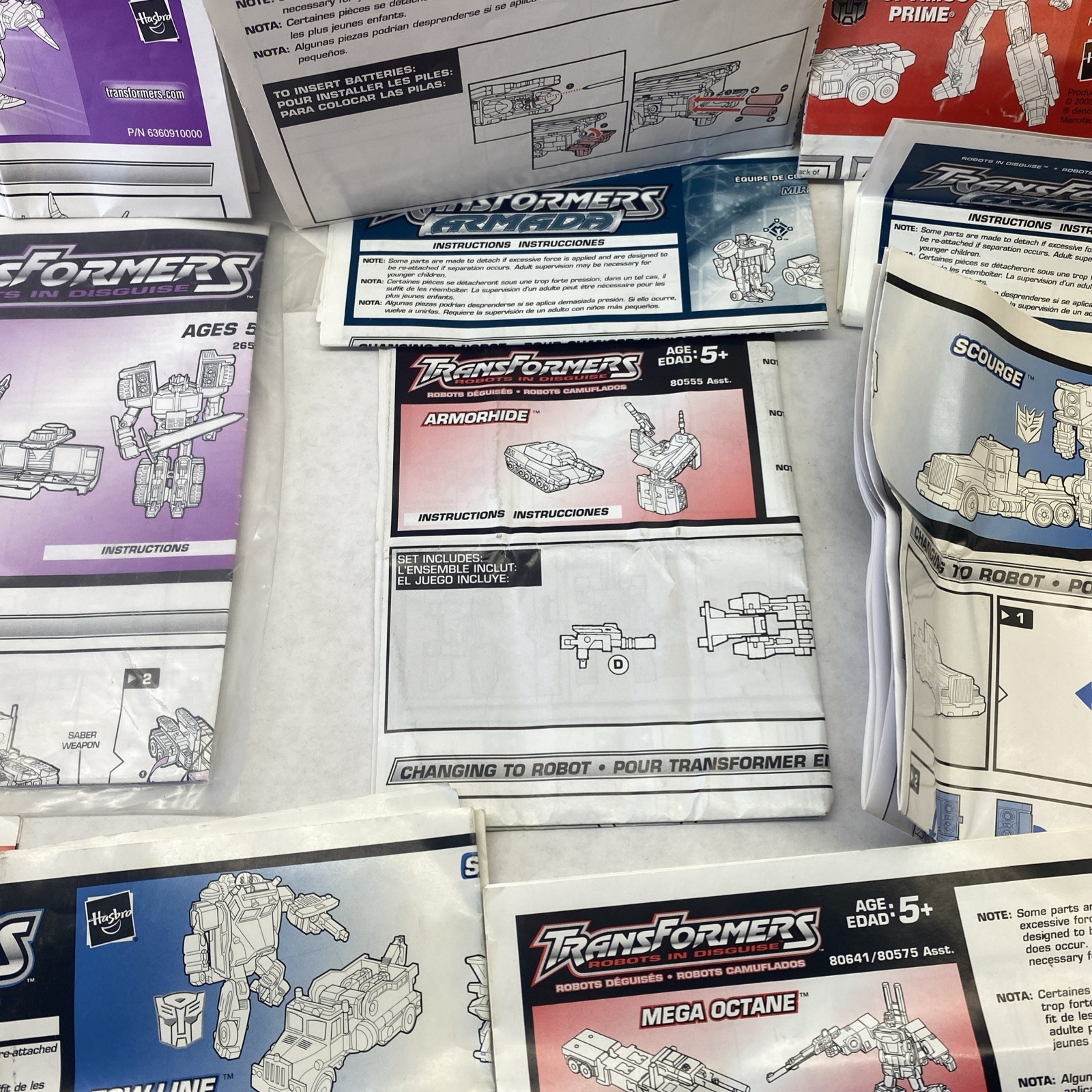 Transformers INSTRUCTIONS Booklets MANUALS Alternators ARMADA LOT Of 14 Vintage