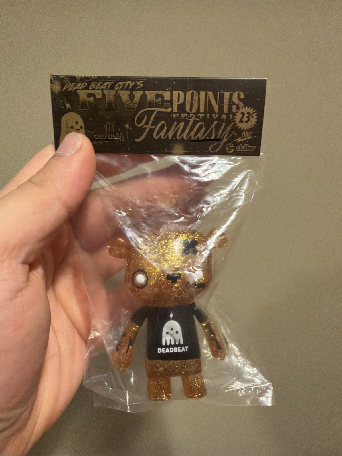 2023 NY Five Points Fest Dead Beat City Kuma Bear Gold Glitter 3” + GAS Card