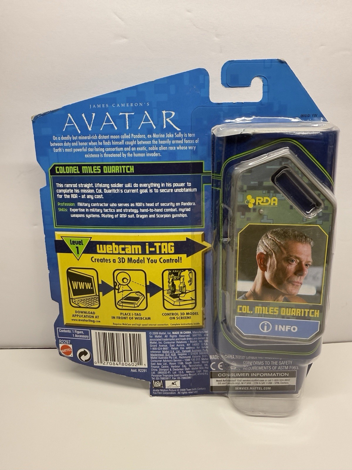 James Cameron Avatar Col. Miles Quaritch 2009 Mattel Figure Webcam i-TAG