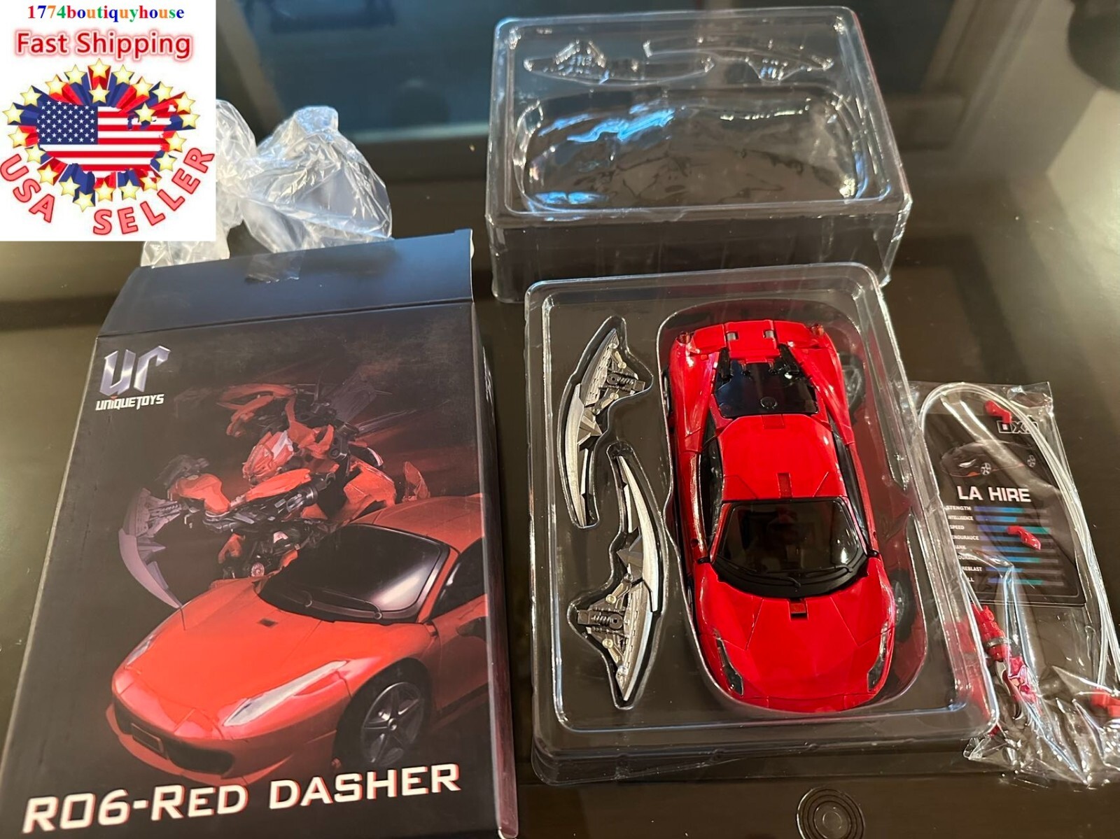 New BOX MOVIE AUTOBOT TRANSFORMER Unique Toys UT R-06 R06 RED DASHER 8.26&Prime; USA
