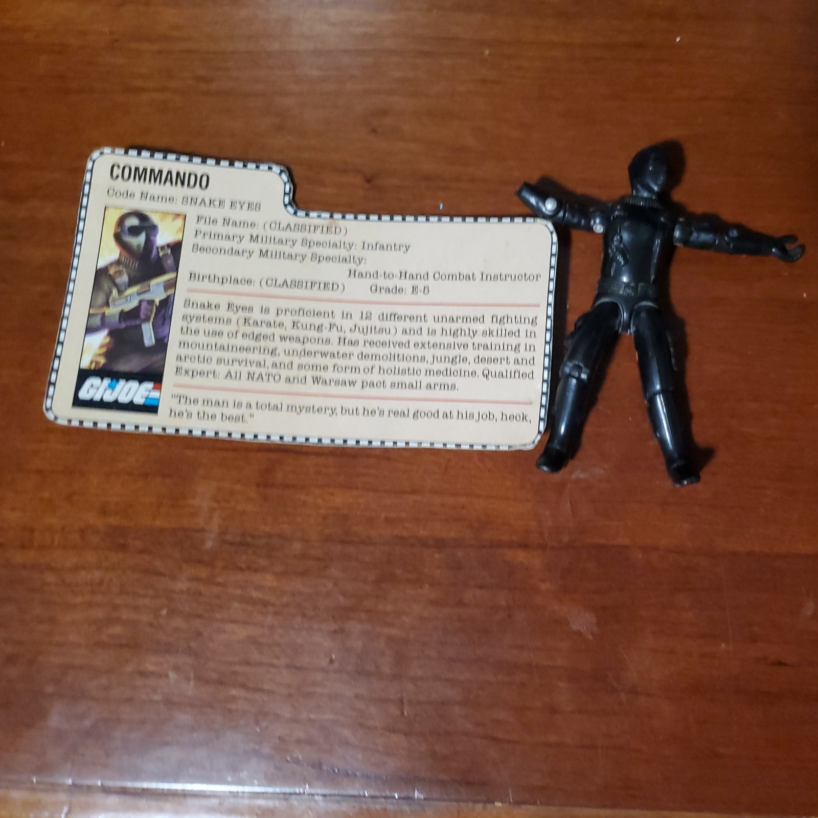 Vintage G.I. Joe ARAH 1983 Snake Eyes V1.5 (Swivel Arm) Action Figure Complete